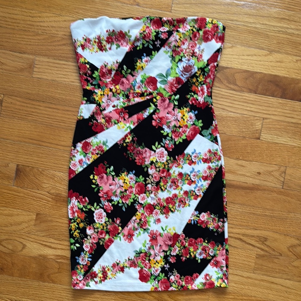 Better Be Black and White Strapless Bodycon Dress